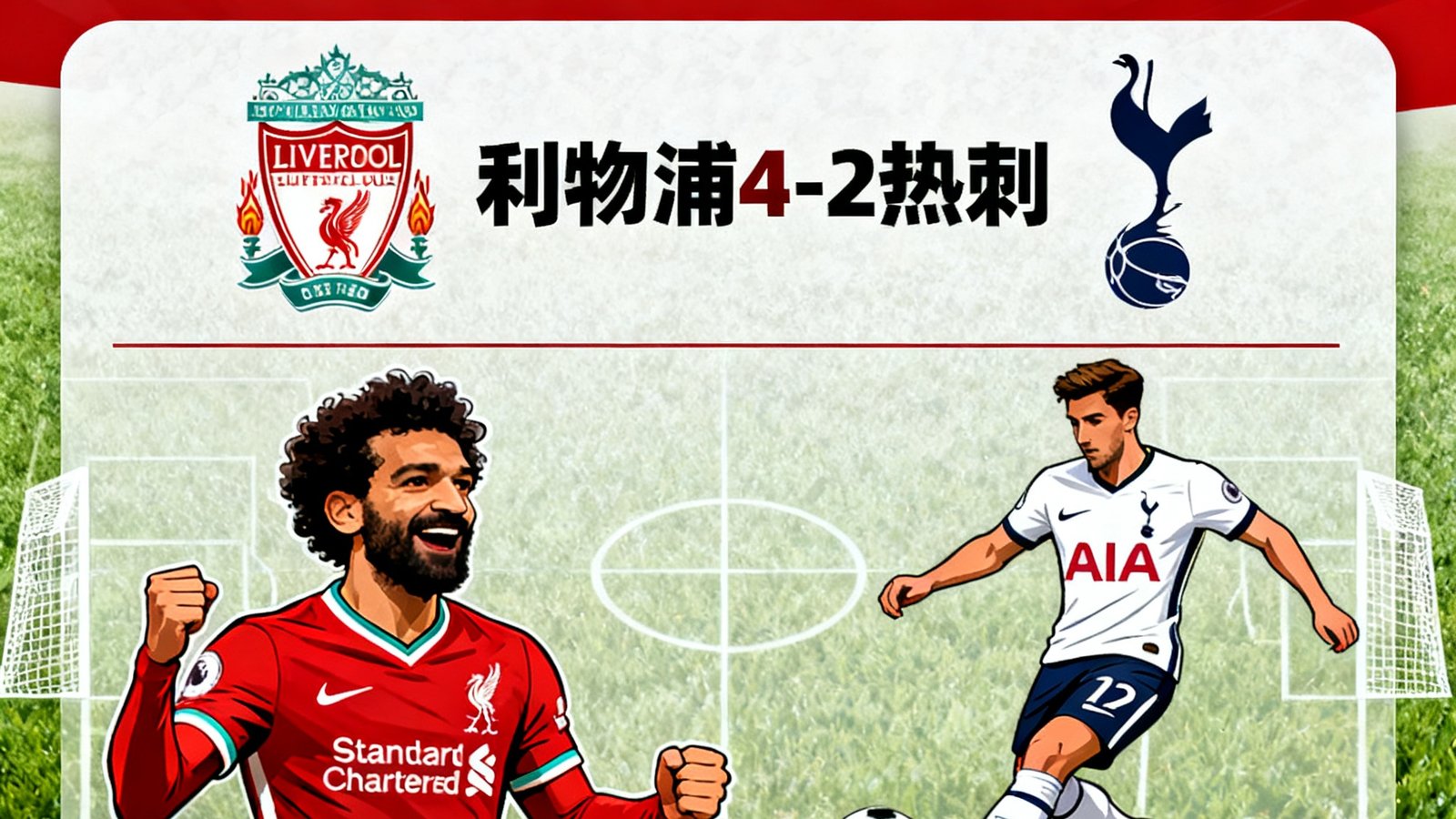 足球网战报：利物浦4-2热刺，萨拉赫双响，努涅斯传射